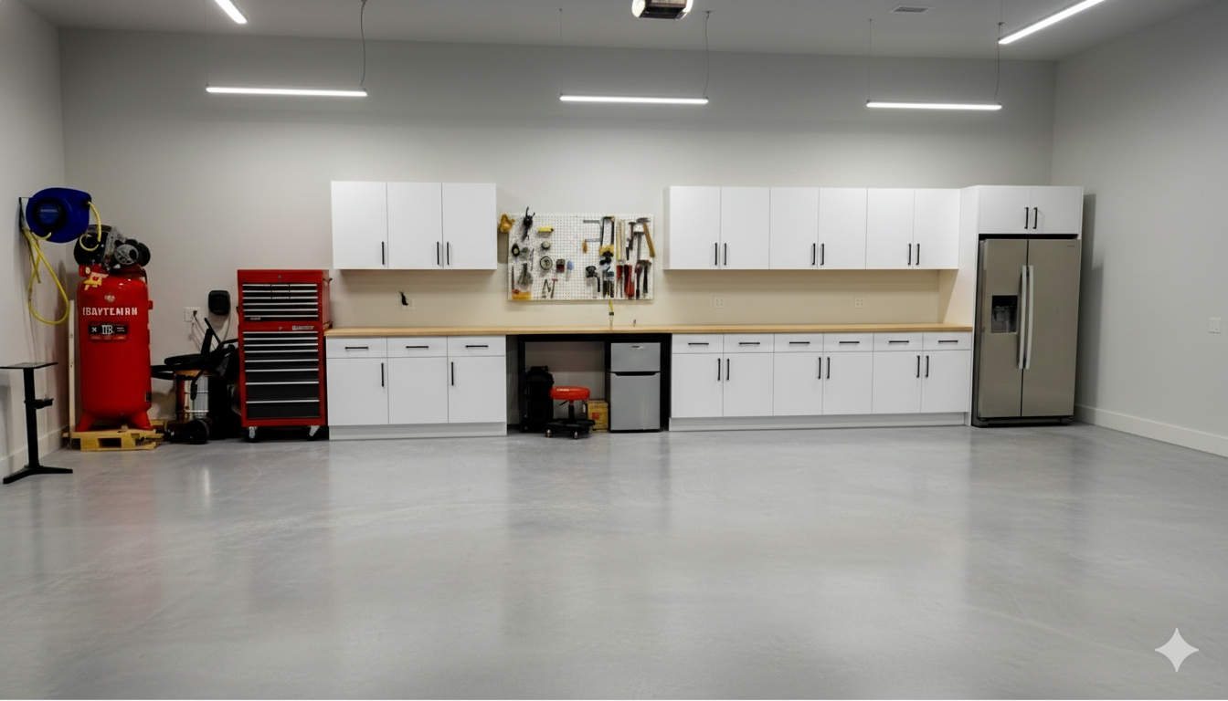 Garage floor before epoxy coating